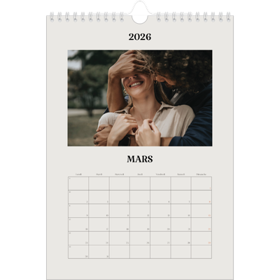 Calendrier photo A4 (20 x 30 cm) — Ivoire simple [Mars]