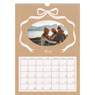 A3 Calendrier annuel — Kraft et nœud [Avril]