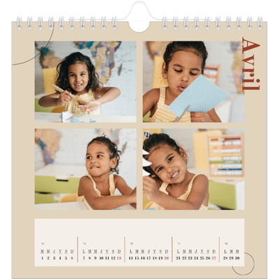 Calendriers annuels carré — Texte asymétrique [Avril]