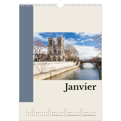 A3 Calendrier annuel — Vues du monde [Janvier]