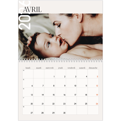 Calendrier photo A4 double (30 x 40 cm) — Superposition [Avril]