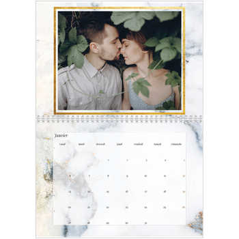 Calendrier photo A4 double — Dorure sur marbre