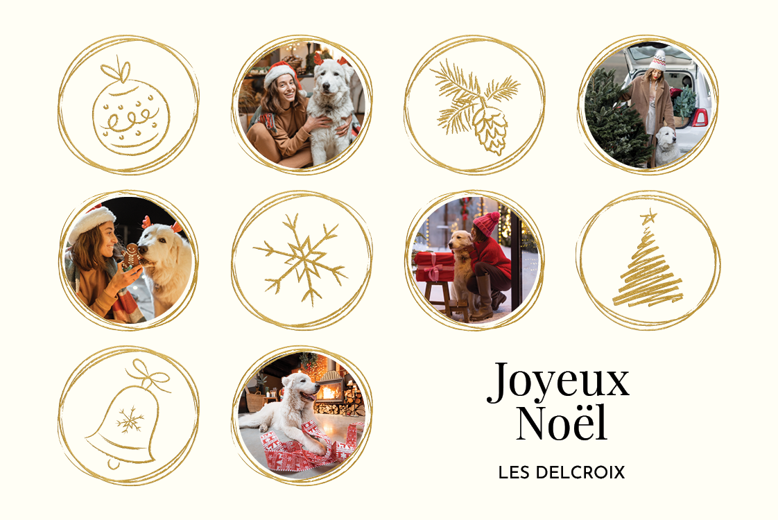 Faire-part & Cartes — Boules de Noël - fond beige