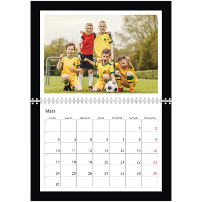 Calendrier photo A4 double (30 x 40 cm) — Cadre noir [Mars]