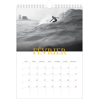 Calendrier photo A4 (20 x 30 cm) — Style héritage [Février]