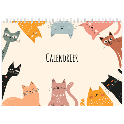 Calendrier photo A4 double (30 x 40 cm) — Pattes de chat et gribouillis [couverture]