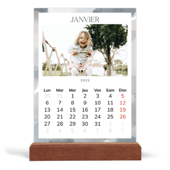 Calendrier de bureau support bois - portrait — Effet pinceau