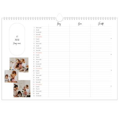 Calendrier photo A3 — Agenda une ébauche - Famille de 3 [couverture]