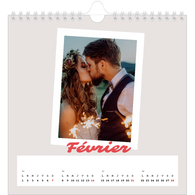 Calendriers annuels carré — Signature carmin [Février]