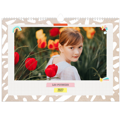 Calendrier photo A3 — Agenda rustique - Famille de 3 [couverture]