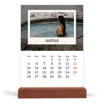 Calendrier de bureau support bois - portrait — L'édition portrait
