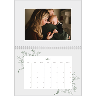 Calendrier photo A4 double (30 x 40 cm) — Fleurs dessinées [couverture]