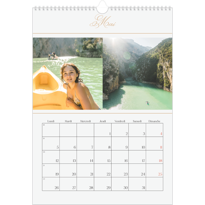 A3 Calendrier annuel — Bannière en écriture dorée [couverture]