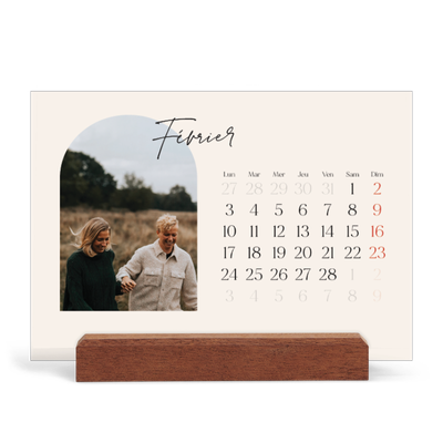 Calendrier de bureau support bois - paysage   — Arche de souvenirs [Février]