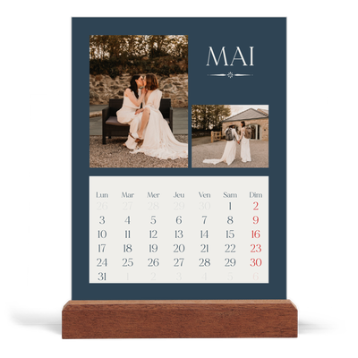 Calendrier de bureau support bois - portrait  — Ardoise et sérifs [couverture]