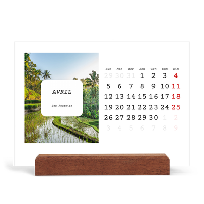 Calendrier de bureau support bois - paysage   — Toute l'histoire [Avril]