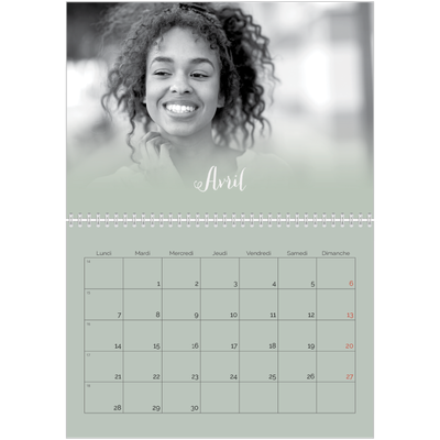 Calendrier photo A4 double (30 x 40 cm) — Fondu argile [Avril]
