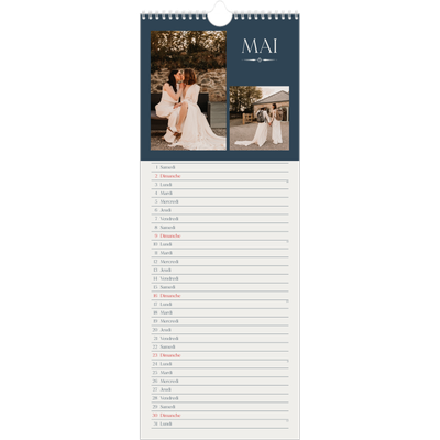 Calendrier mural long  — Ardoise et sérifs [Mai]