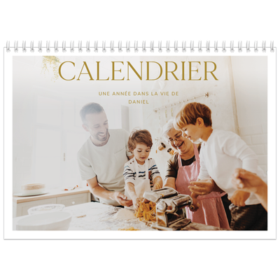 Calendrier photo A4 double (30 x 40 cm) — Large texte Doré [couverture]