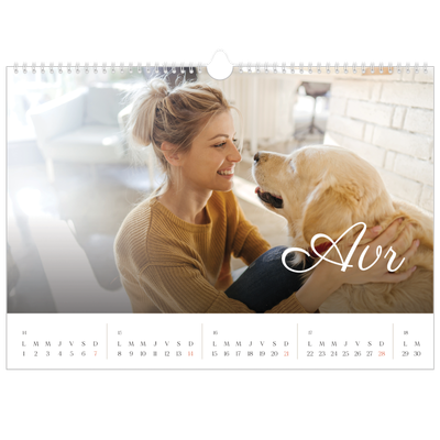 Calendrier photo A3 — Mois écris à la main [Avril]