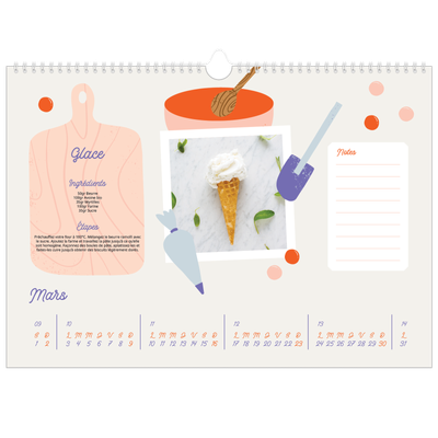 Calendrier photo A3 — Une année de recettes [Mars]