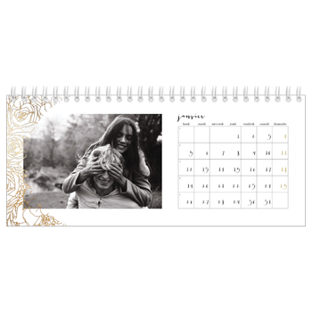Calendrier de bureau — Gouden bloemenversiering