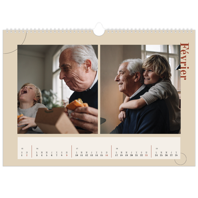 Calendrier photo A3 — Texte asymétrique [Février]