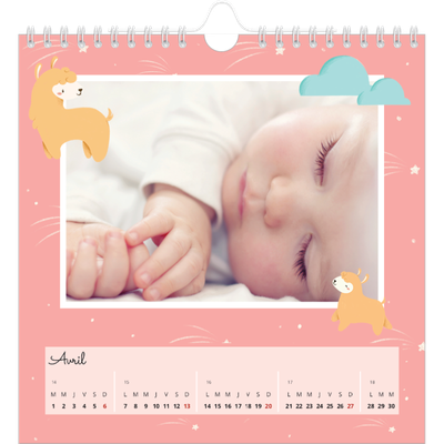 Calendriers annuels carré — Mes petits animaux [Avril]