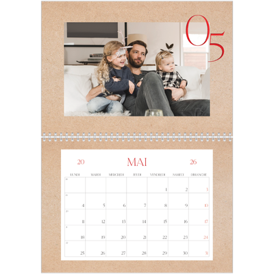 Calendrier photo A4 double (30 x 40 cm) — Touches de rouge [couverture]