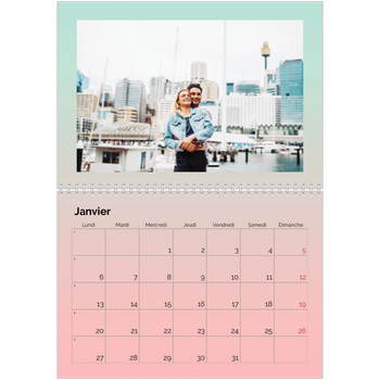 Calendrier photo A4 double — Dégradé pastel