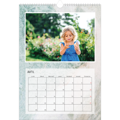 Calendrier photo A4 (20 x 30 cm) — Effet marbre [Avril]