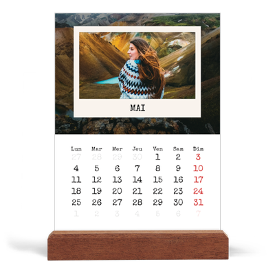 Calendrier de bureau support bois - portrait  — L'édition portrait [couverture]