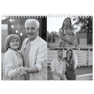 Calendrier photo A4 double (30 x 40 cm) — Noir et blanc élégant [couverture]