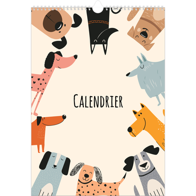 A3 Calendrier annuel — Pattes de chien et gribouillis [couverture]