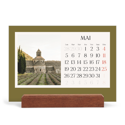 Calendrier de bureau support bois - paysage   — Couleurs classiques [couverture]