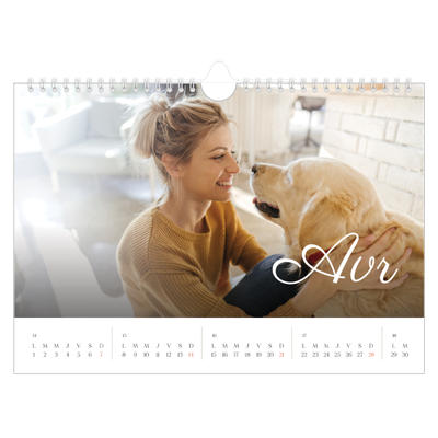 Calendrier photo A4 — Mois écris à la main [Avril]