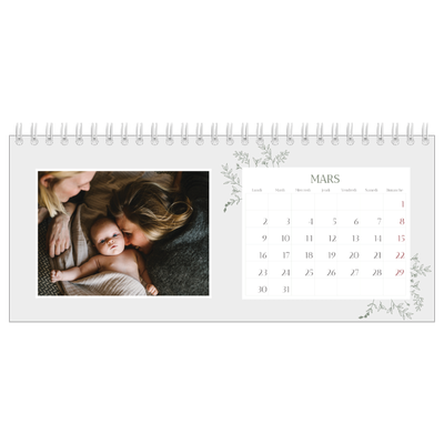 Calendrier de bureau — Fleurs dessinées [Mars]