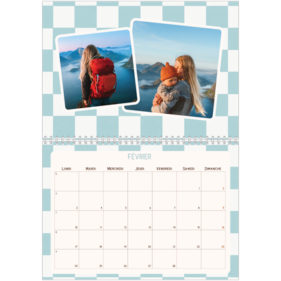 Calendrier photo A4 double (30 x 40 cm) — Motifs rétros [Février]