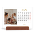 Calendrier de bureau support bois - paysage   — Large texte Doré [Janvier]