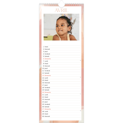 Calendrier mural long  — Effet pinceau [Avril]