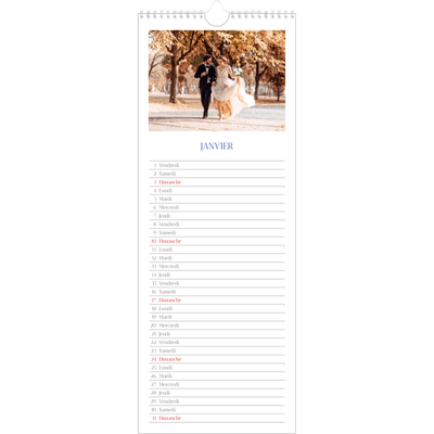Calendrier mural long  — Classique cobalt [Janvier]