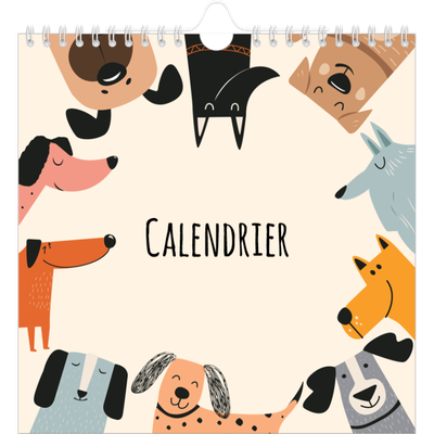Calendriers annuels carré — Pattes de chien et gribouillis [couverture]