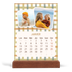 Calendrier de bureau support bois - portrait  — Motifs rétros [Janvier]