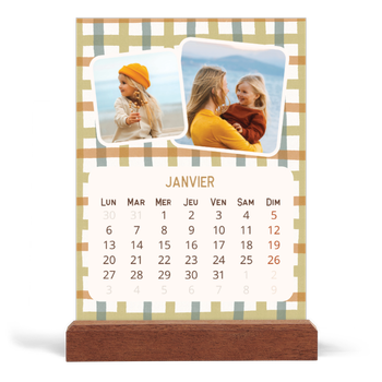 Calendrier de bureau support bois - portrait — Motifs rétros