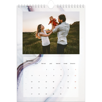 Calendrier photo A4 — Effet marbre coloré