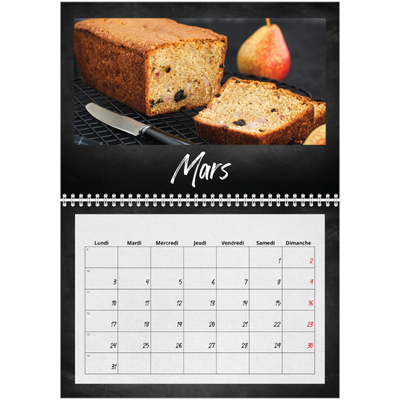 Calendrier photo A4 double (30 x 40 cm) — Tableau et craie [Mars]