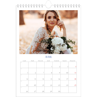 Calendrier photo A4 (20 x 30 cm) — Classique cobalt [Avril]