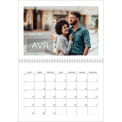 Calendrier photo A4 double (30 x 40 cm) — Date superposée [Avril]