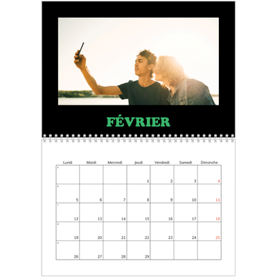 Calendrier photo A4 double (30 x 40 cm) — Fun Typo [Février]