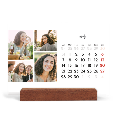 Calendrier de bureau support bois - paysage   — Arrangements photo [Avril]